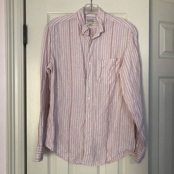 J. CREW Women’s Small  Striped  Classic Fit Shirt Blouse  Irish linen Preppy - Picture 1 of 7